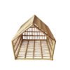 Rattan Pet Cave Hut Enclosed Cat Bed House with Removable Cushion