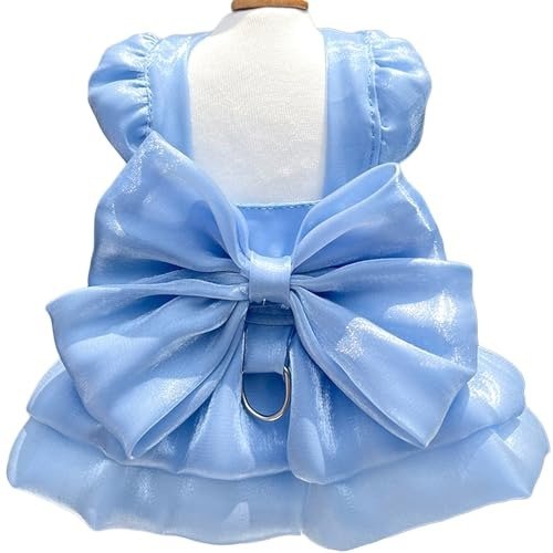 Cute Princess Dog Dress Harness with Bow Knot for Dogs and Cats